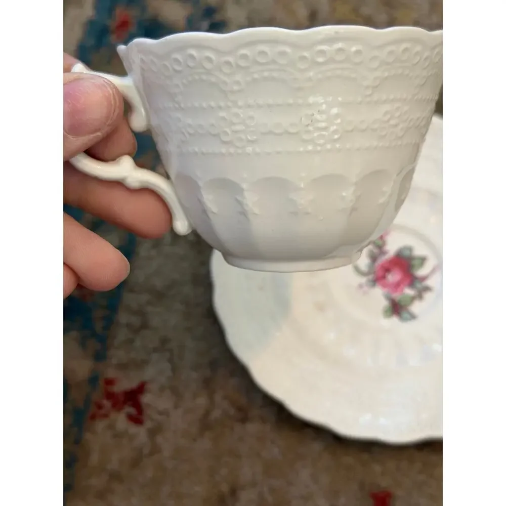 Spode Jewel Copeland Billingsley Rose Pink 1 Tea Cup Saucer Set